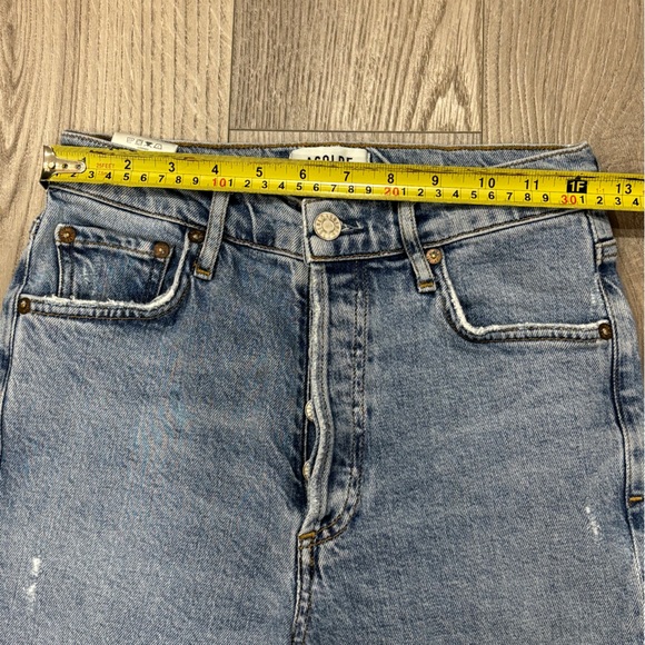 AGOLDE Women’s Sz 25 Jeans Nico High Rise Slim Distressed Denim Blue Button Fly - Picture 13 of 15
